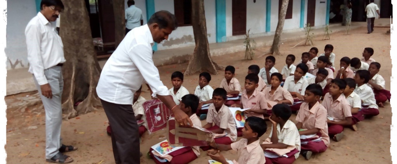 Free School bags distributed by our Headmaster to our school students